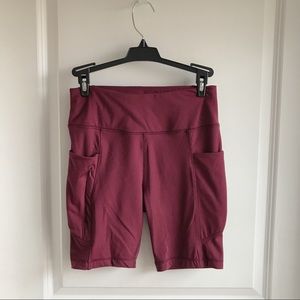 avis burgundy biker shorts